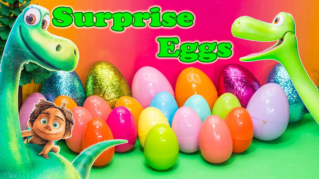 The Assistant opens GOOD DINOSAUR Surprise Eggs with Mr. Engineer