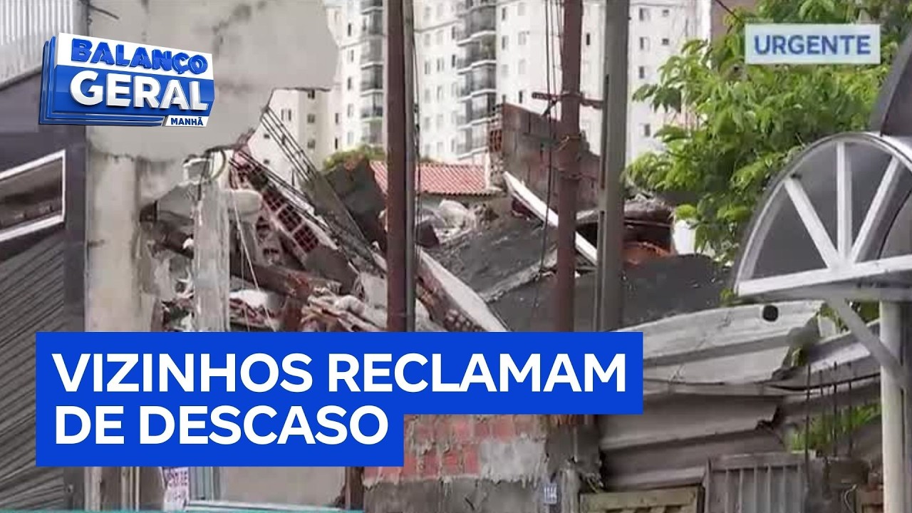 Prédio interditado desaba e força vizinhos a abandonarem suas casas às pressas em Guarulhos