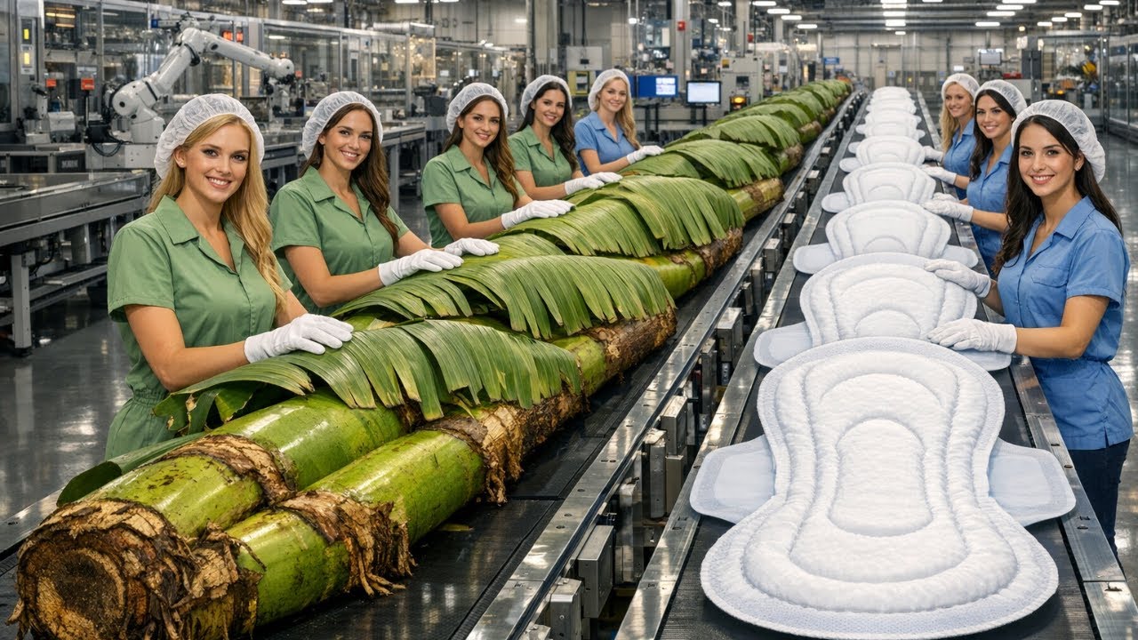 Engineering Marvel: Inside Modern Banana Stem Factory & Sanitary Pad Production Process