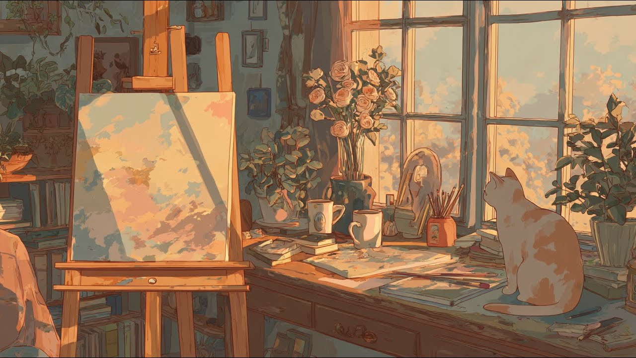 golden hour artist studio 🎨 | cozy lofi for creative focus (1 hour)