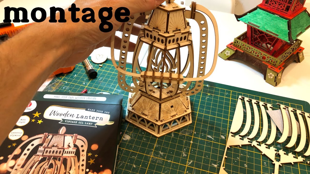 tuto Montage puzzle maquette 3D lanterne vintage oil lamp decotime action