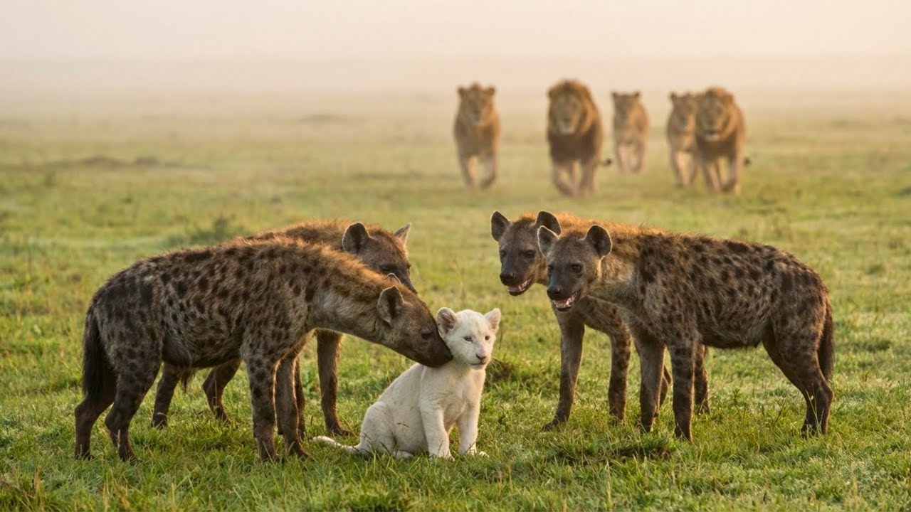 Hyenas Closed In on a White Lion Cub — Then the Lion Pride Stepped In