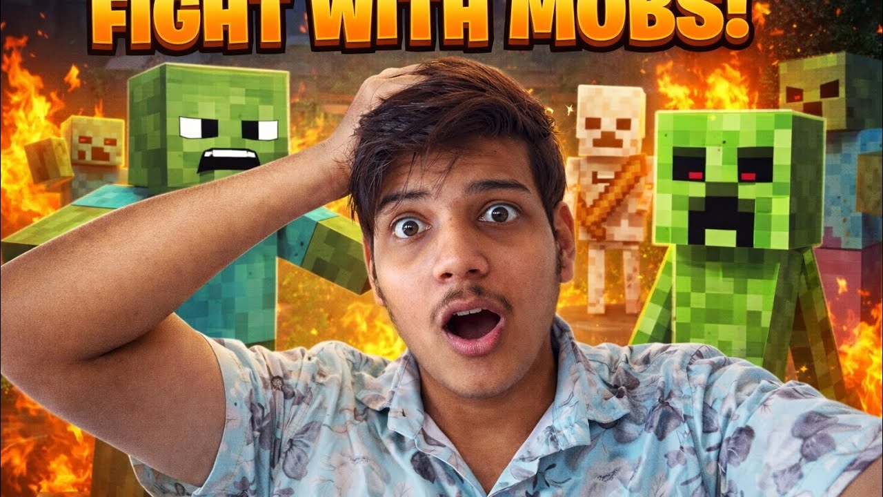 Mobs se tagdi ladai hogyi minecraft m 😱 its day 9 of survival series in Minecraft 