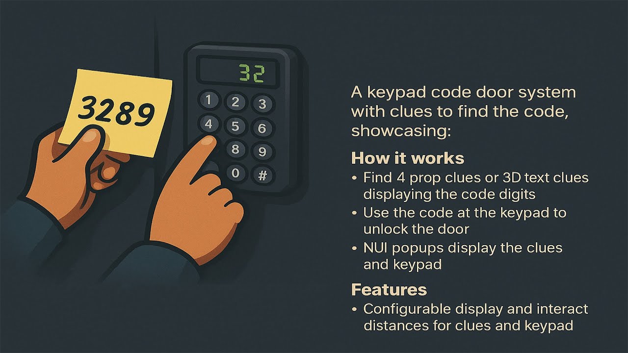 [FREE] Doorlock Code System 🔒 | Clues, Keypad & Discord Logs | Addon for ox_doorlock