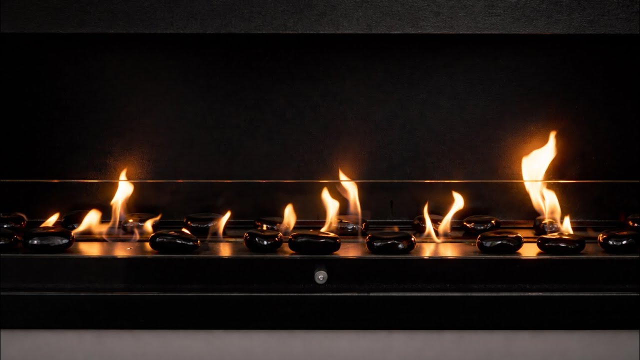 8 HOURS Modern Fireplace 🔥 Cozy Gas Flames | Silent Fireplace Ambience (No Crackling) 4K