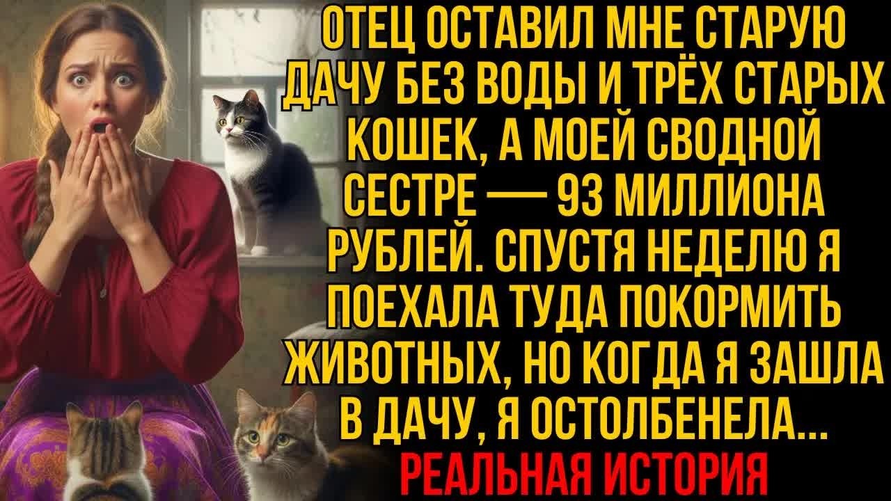 Отец оставил мне старую дачу без воды и трёх кошек, а моей сестре — 93 миллиона рублей...!