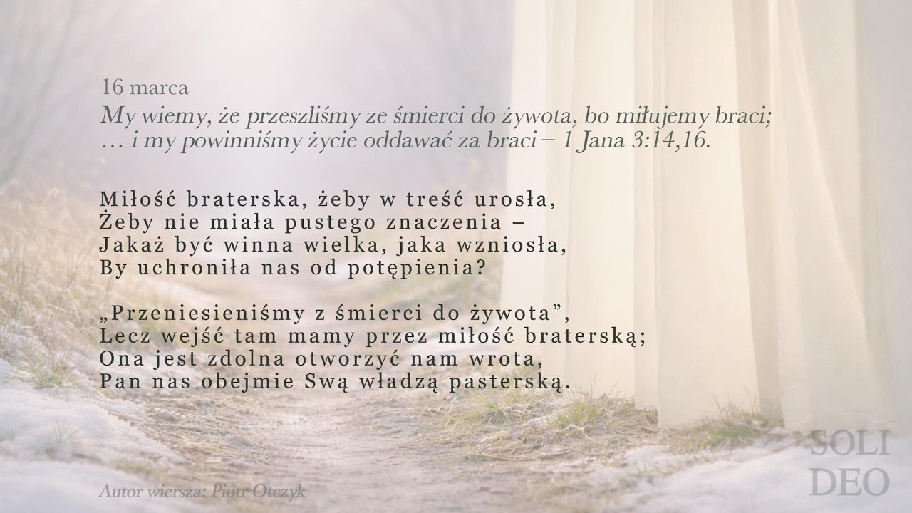 🕊️ 16 marca &ndash; Wiersze na każdy dzień | #SoliDeohonoretgloria-JHWH