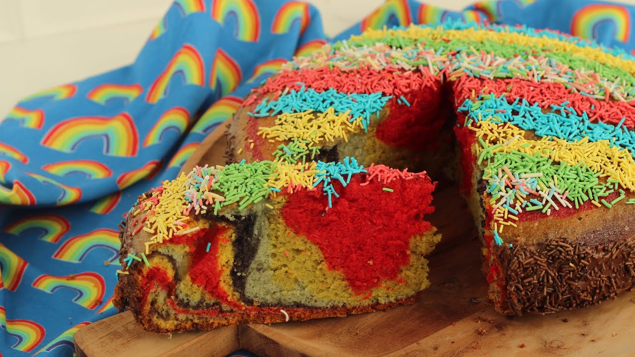 RICETTA TORTA ARCOBALENO - ricetta facile e veloce morbida e colorata 😋