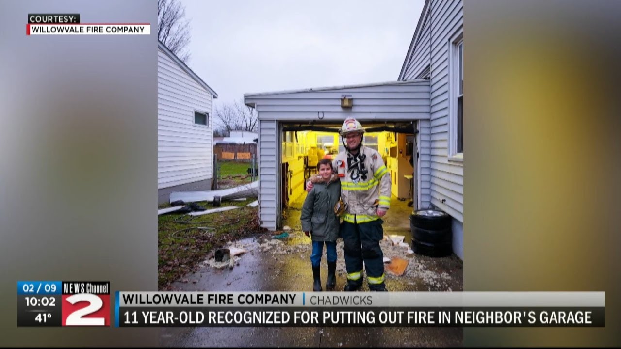 11-year-old recognized for putting out fire at neighbor's garage