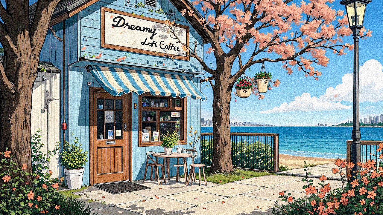 Seaside Cafe Lofi ☕🌊 Spring Chill Vibes | Relaxing Beats to Study / Work / Chill