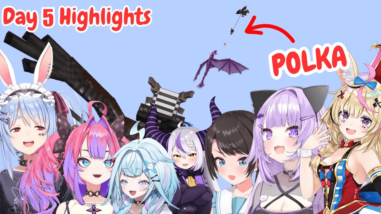 Holo Dragon Minecraft Day 5 Highlights - Mission IMPOLKA, Okayu's Revenge