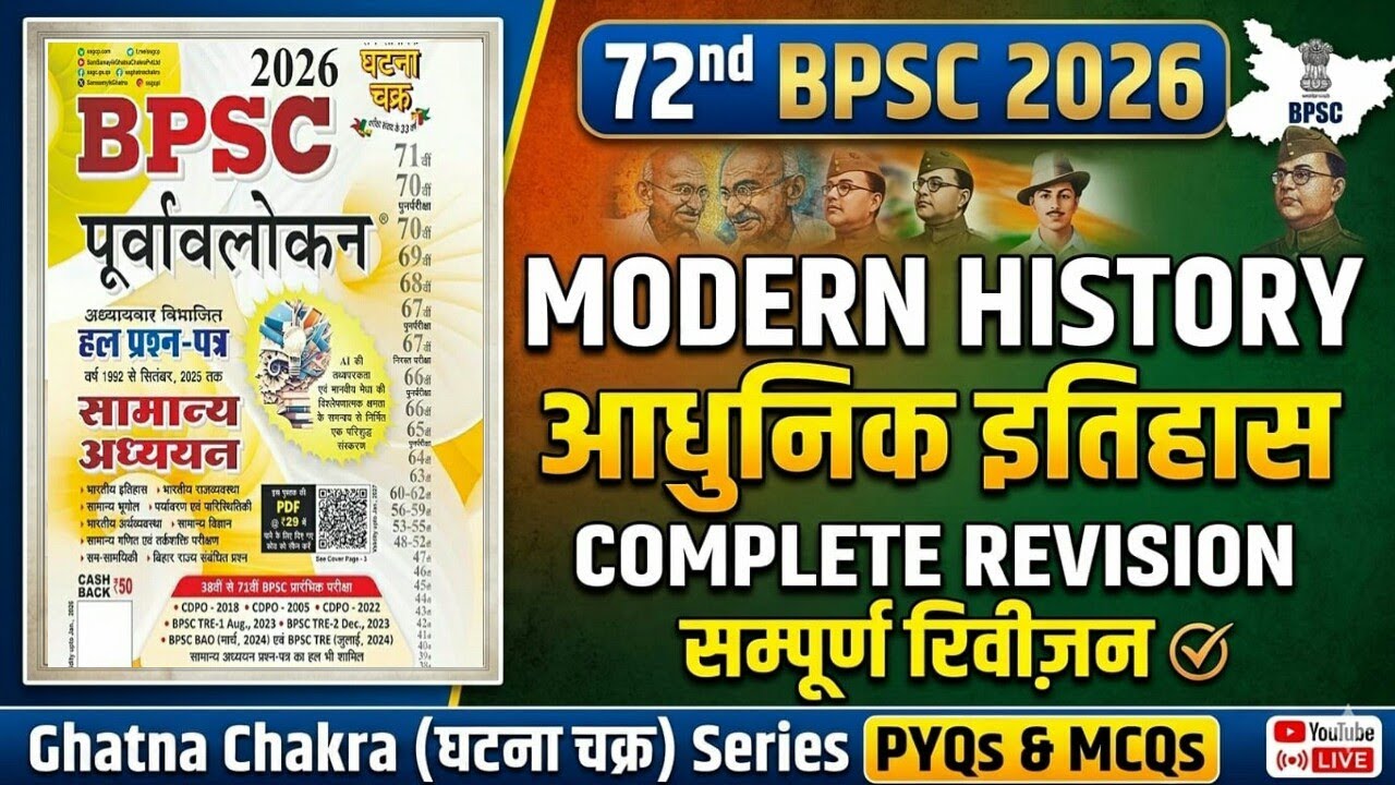 72nd BPSC 2026 | Ghatna Chakra Purvavlokan | Modern History : आधुनिक भारत | Previous Year Questions