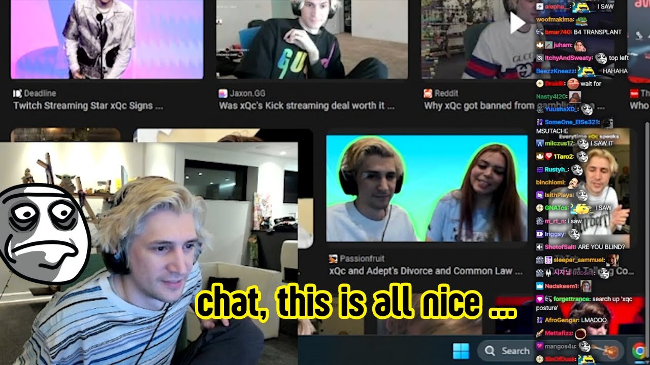 xQc express how he searched himself on Google before going to Salon