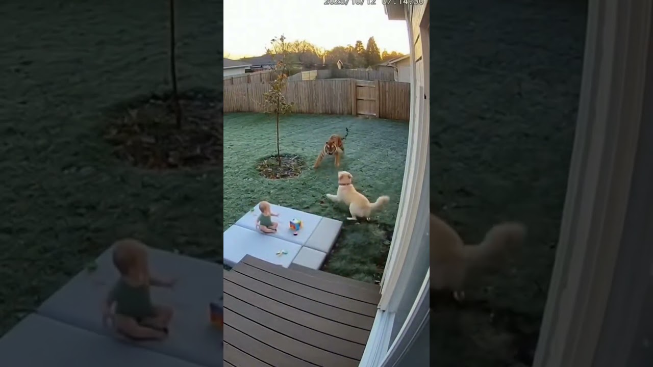 Hero Dog Saves Baby from TIGER Attack! #HeroDog #CCTVRescue #TigerAttack #ViralShorts #DogHero