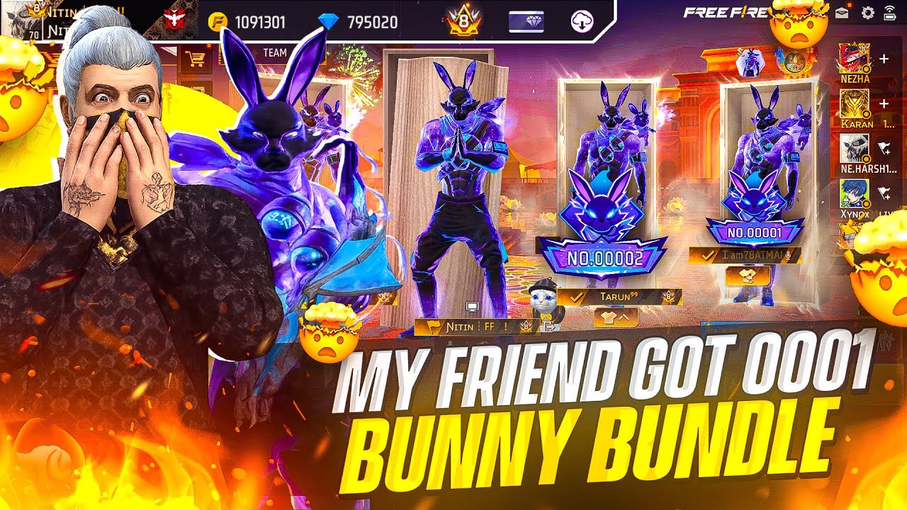 My Friend Got 0002 Badge 😱 I Found 00001 Badge Bunny Bundle Player - Garena Free Fire Max