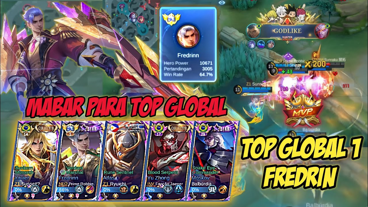 KETEMU LAWAN KERAS! Mabar Full Tim Top Global - Gameplay Fredrinn Top Global 1 Terbaik 2026.