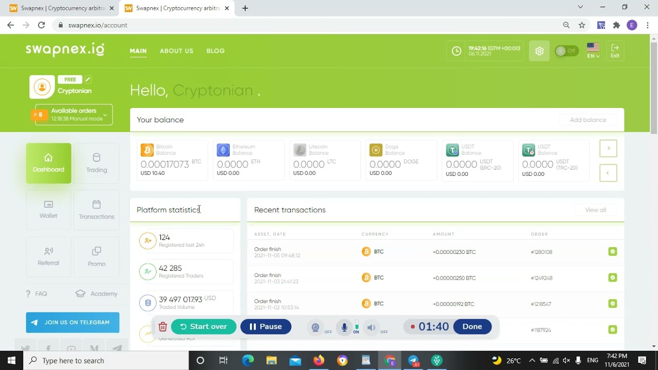 Swapnex.io! Multifunctional Arbitrage Trading Platform w/ Free BTC!