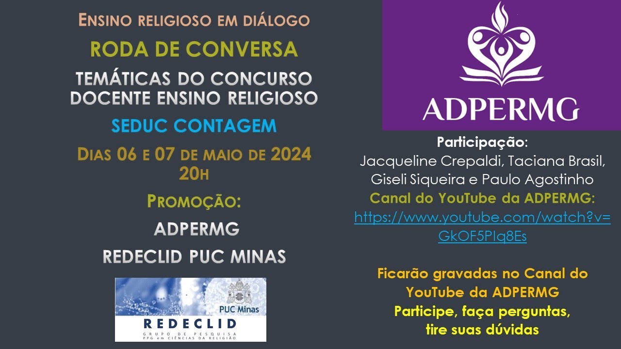 Ensino Religioso em Diálogo - Roda de Conversa - Concurso SEDUC Contagem - 06 maio 2024