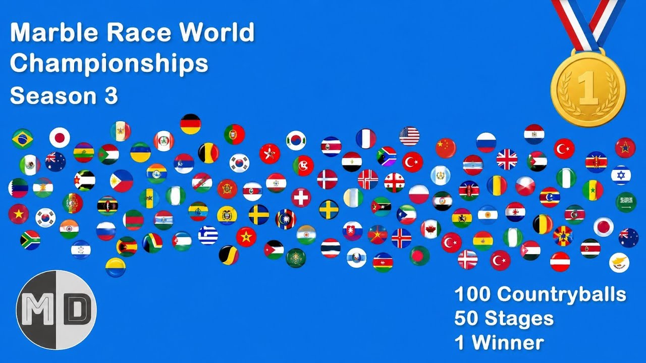 Marble Race of 100 Countryballs | Marble Race World Championship Season 3