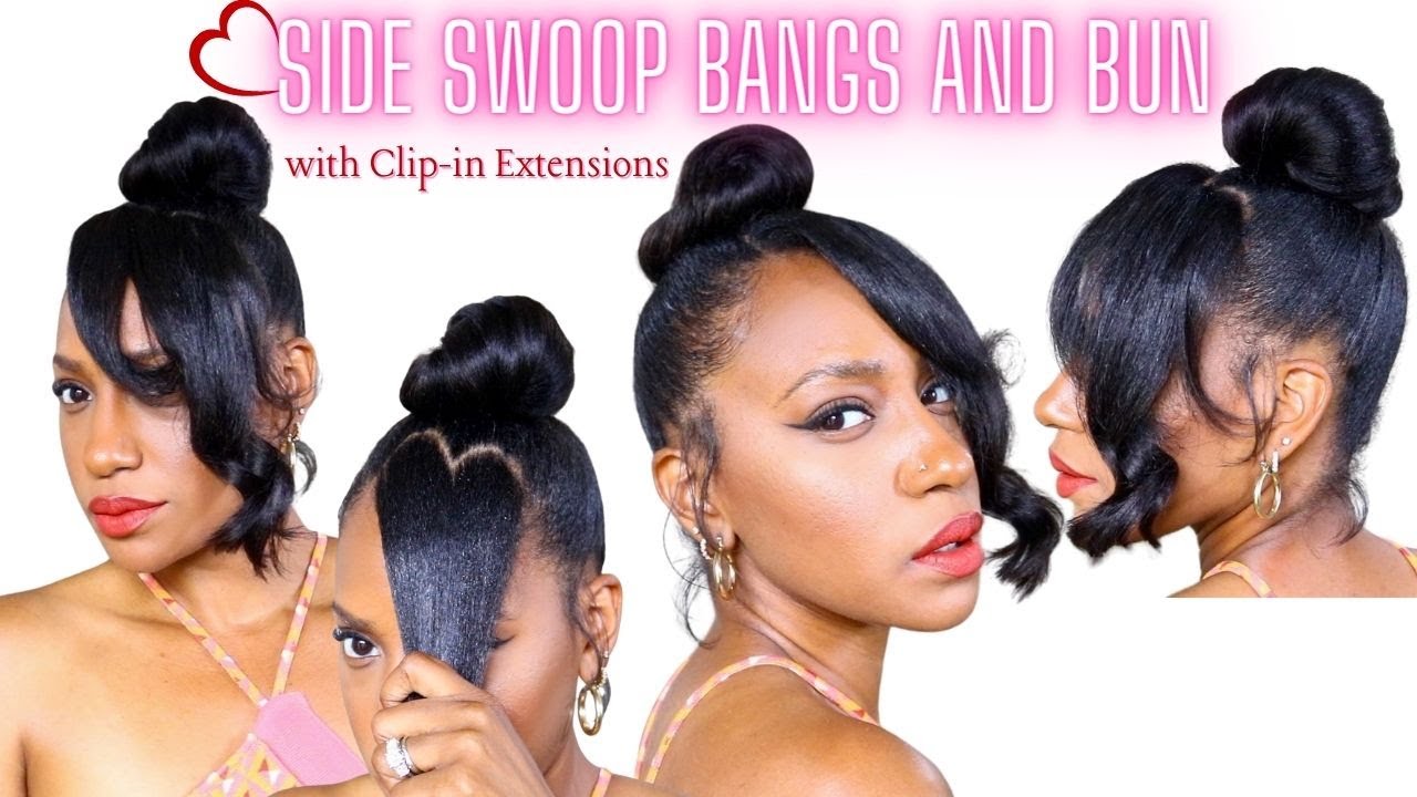 🖤 Side Swoop Bangs and Bun With Clip-in Extensions