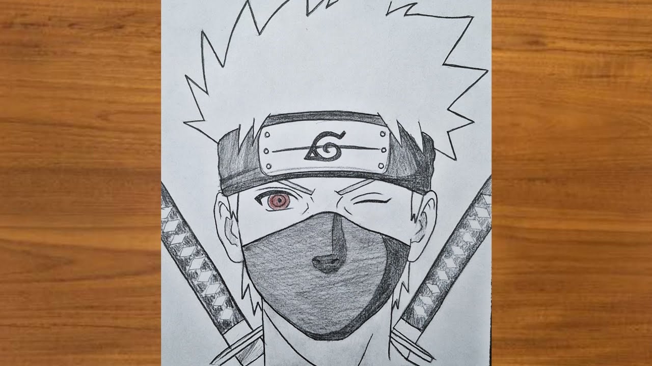 Kakashi face Drawing Step-by-Step | Kakashi Hatake drawing Wearing Mask | Naruto Anime Drawing 