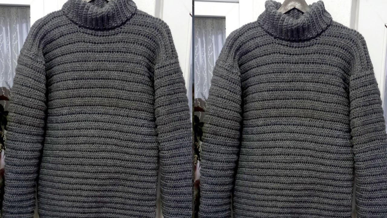 👌🏻Çok Güzel Oldu Mutlaka Deneyin.Tığ İşi Erkek Kazak Yapımı(L-XL)