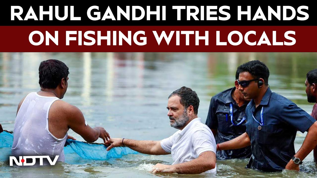Rahul Gandhi Bihar | Watch: Rahul Gandhi Tries Hands On Fishing With Locals In Begusarai