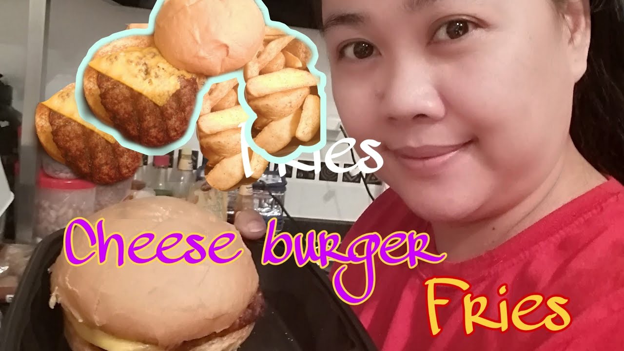 Eating cheeseburger /FRIES