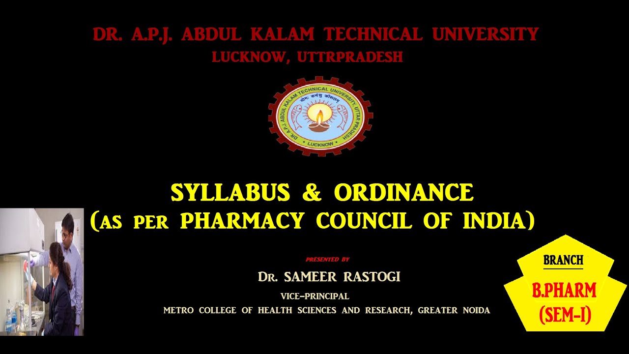 B PHARM FIRST SEMESTER SYLLABUS & ORDINANCE AS PER PCI | AKTU | PCI | AICTE | PHARMACY