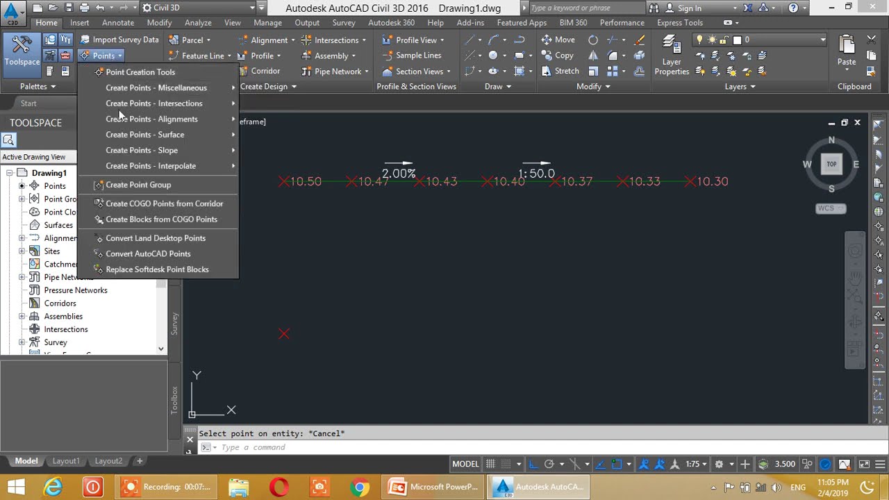 Create Points by Using Slope in Civil 3D Draw Slope by Using Distance or Elevation