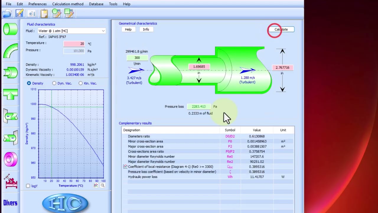 حساب مفاقيد الضغط HydrauCalc