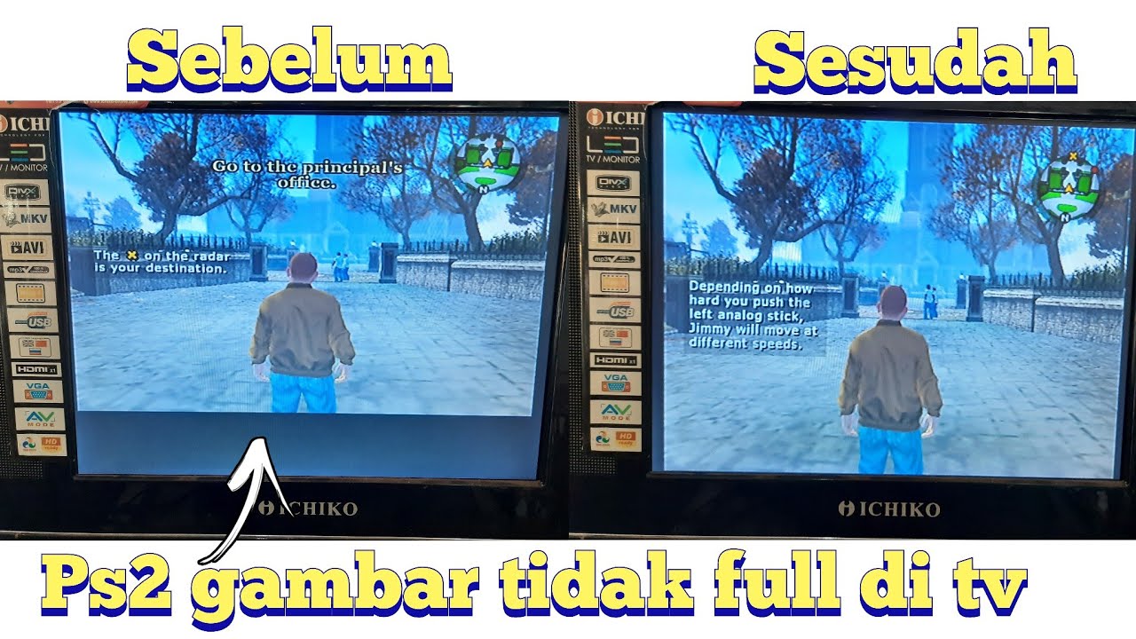 Mengatasi Ps2 gambar tidak full di TV||ps2 gambar hanya setengah di Tv