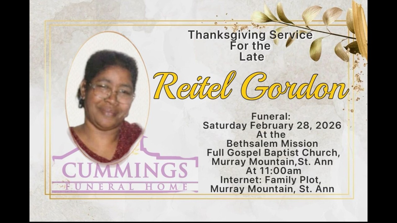 THANKSGIVING SERVICE FOR REITEL GORDON