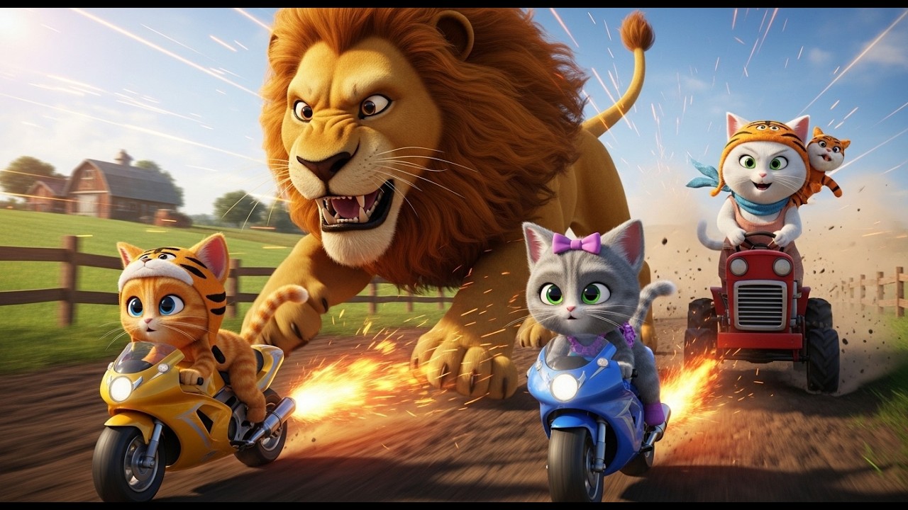 Mama Cat Makes Tiger Hat on the Farm  | Running Farm Machine & Lion Visit | Cute Cat Story for Kids