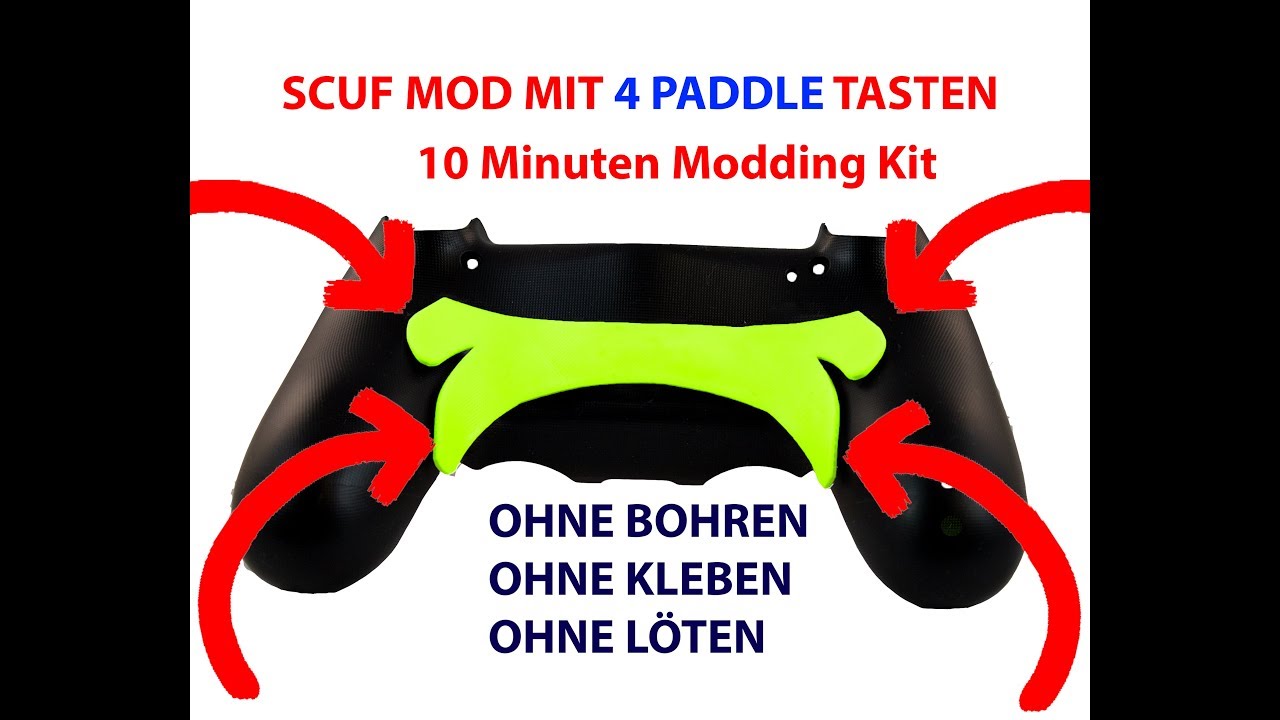 PS4 Scuf Umbau mit 4 Paddles OHNE bohren, kleben oder löten | Einbau in 10min | 28,5€ inkl. Versand