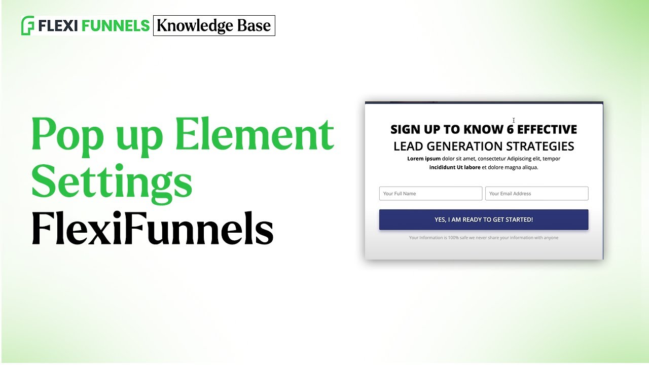 Pop up Element Settings FlexiFunnels