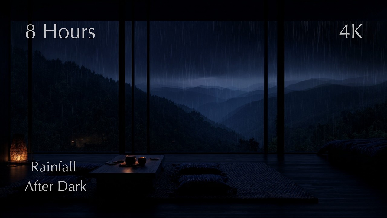 Heavy Rainfall After Dark in the Mountains 🌧️ (No Ads) | Quiet Night Ambience for Deep Sleep