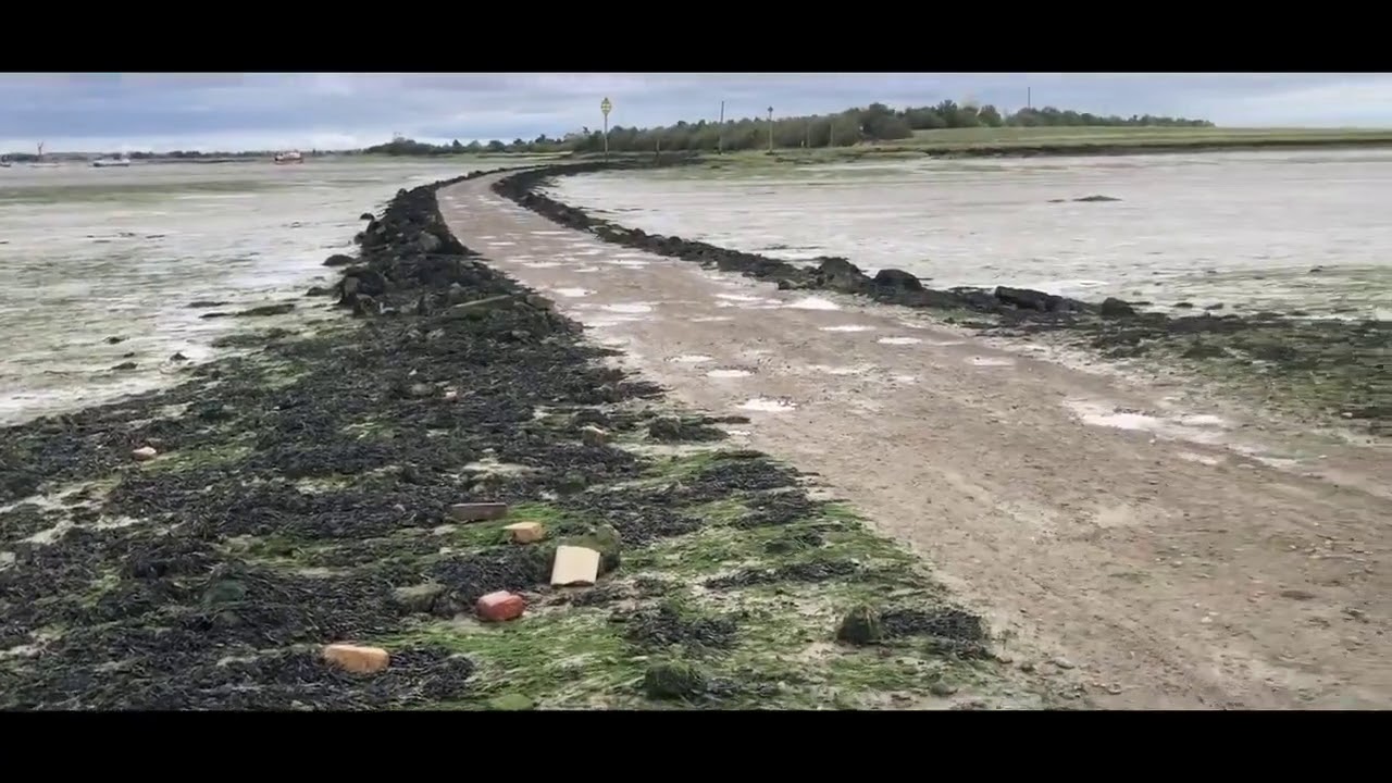 The tidal causeway entrance to Northey Island near Maldon