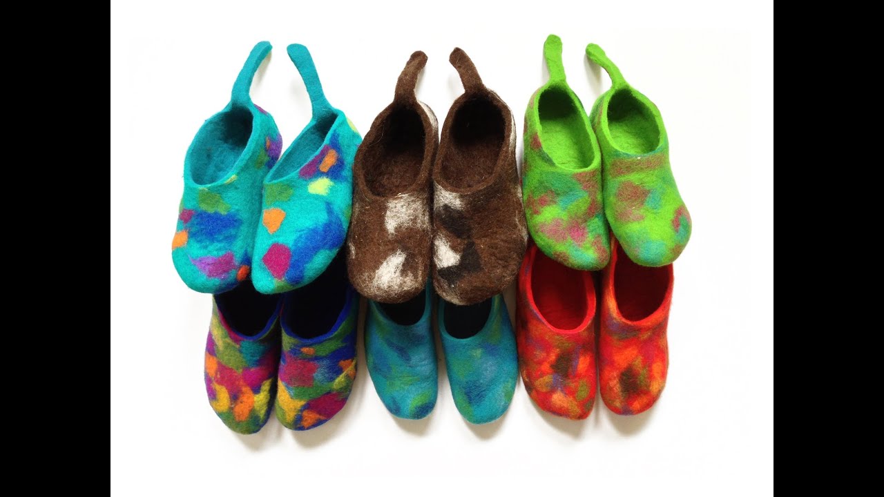 Anleitung zum Filzen von Hausschuhen / Filzpatschen aus Schafwolle / felted slippers (2)