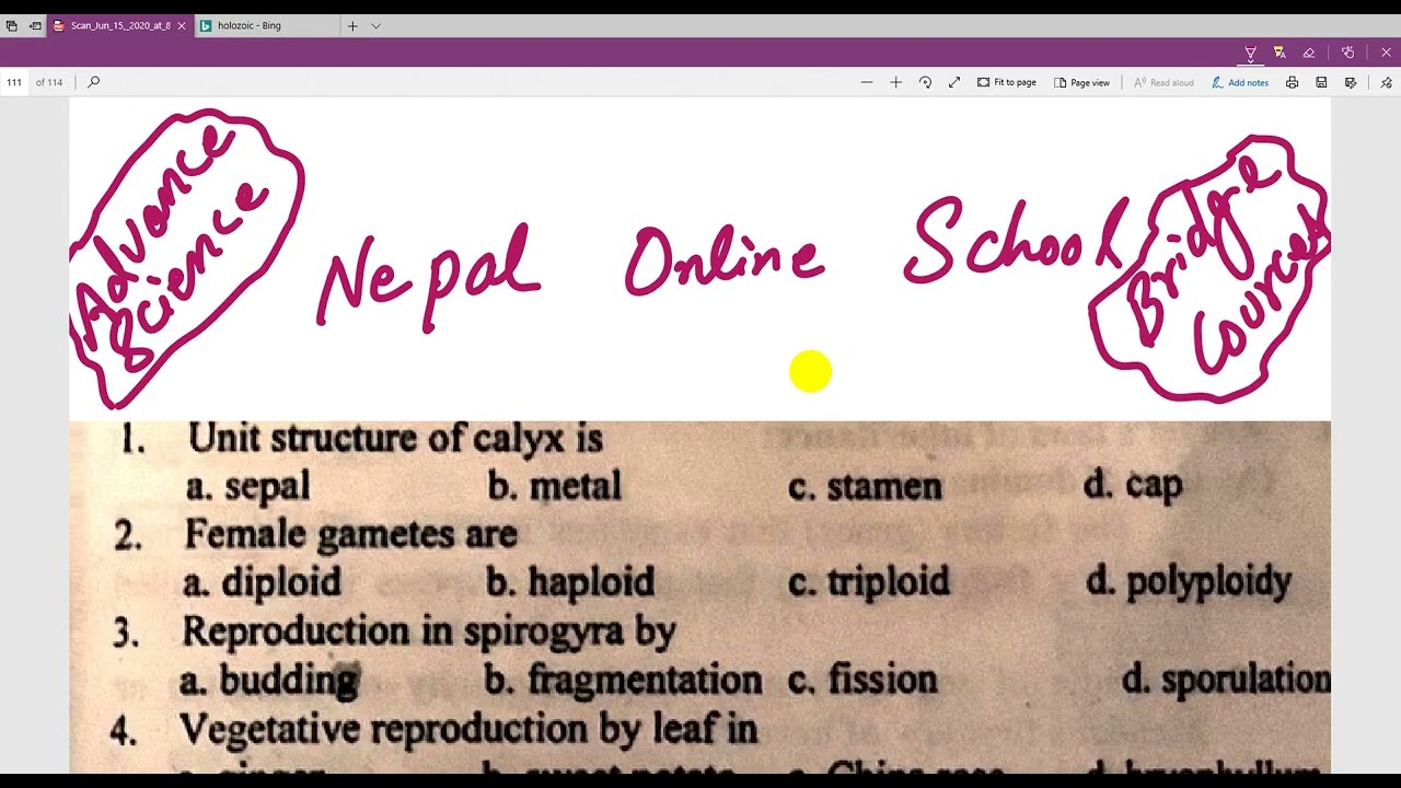 Biology MCQ PArt 8   After SEE Entrance Preparation   Bridge Course After SEE   SEE Model Questio