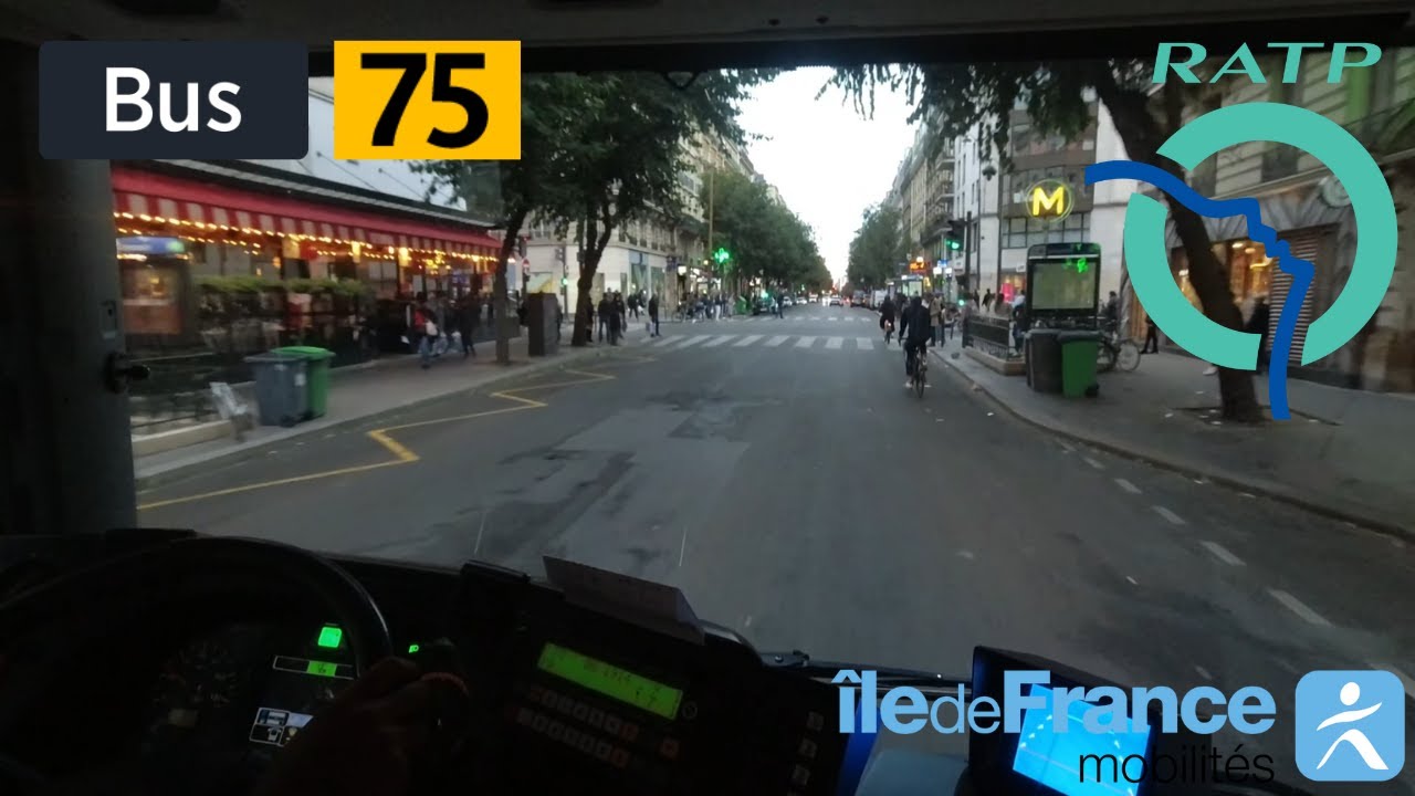 Bus 75 RATP | Porte de Pantin Métro - Paris Panthéon - 4K60fps