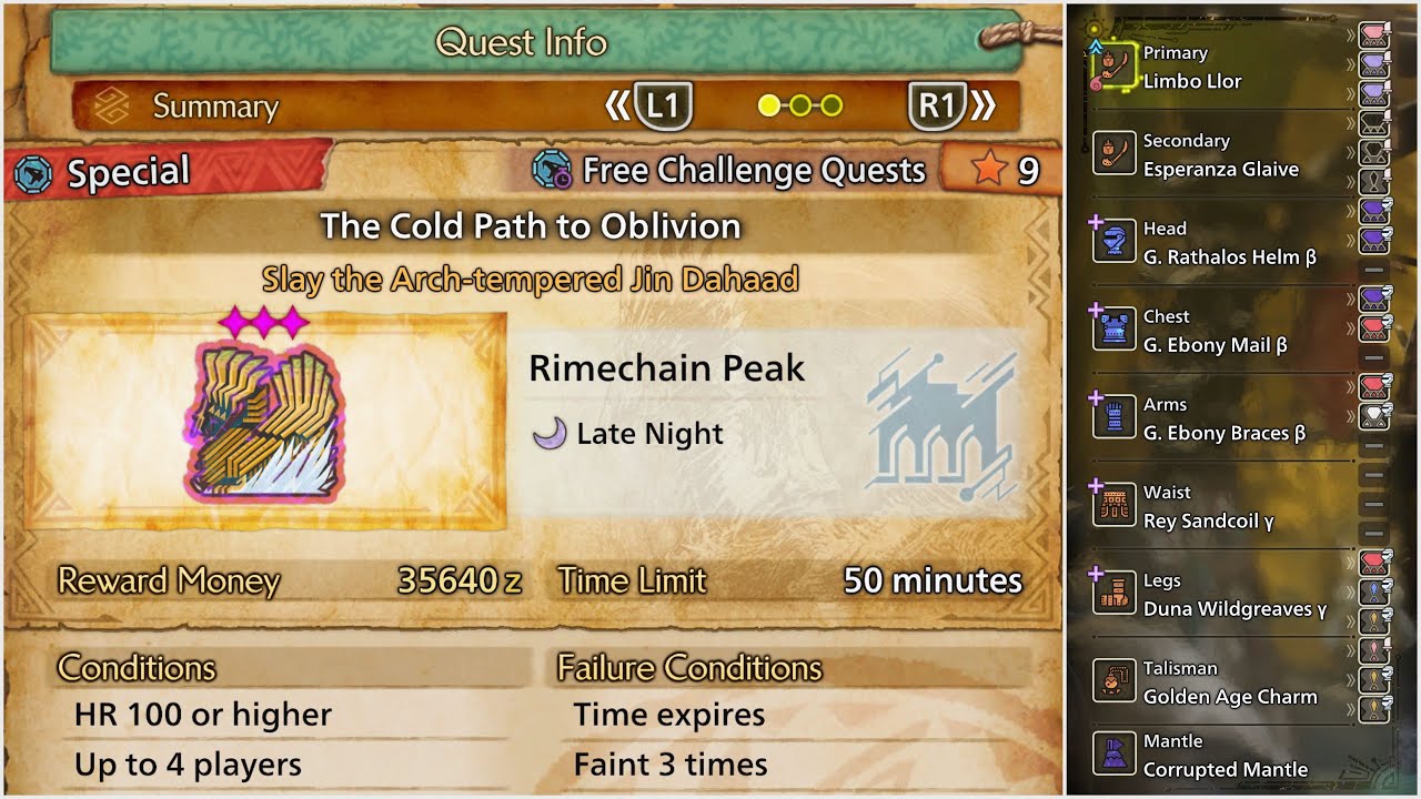 MHWilds [9⭐3♦️The Cold Path to Oblivion] Arch-Tempered Jin Dahad (IG🐞)