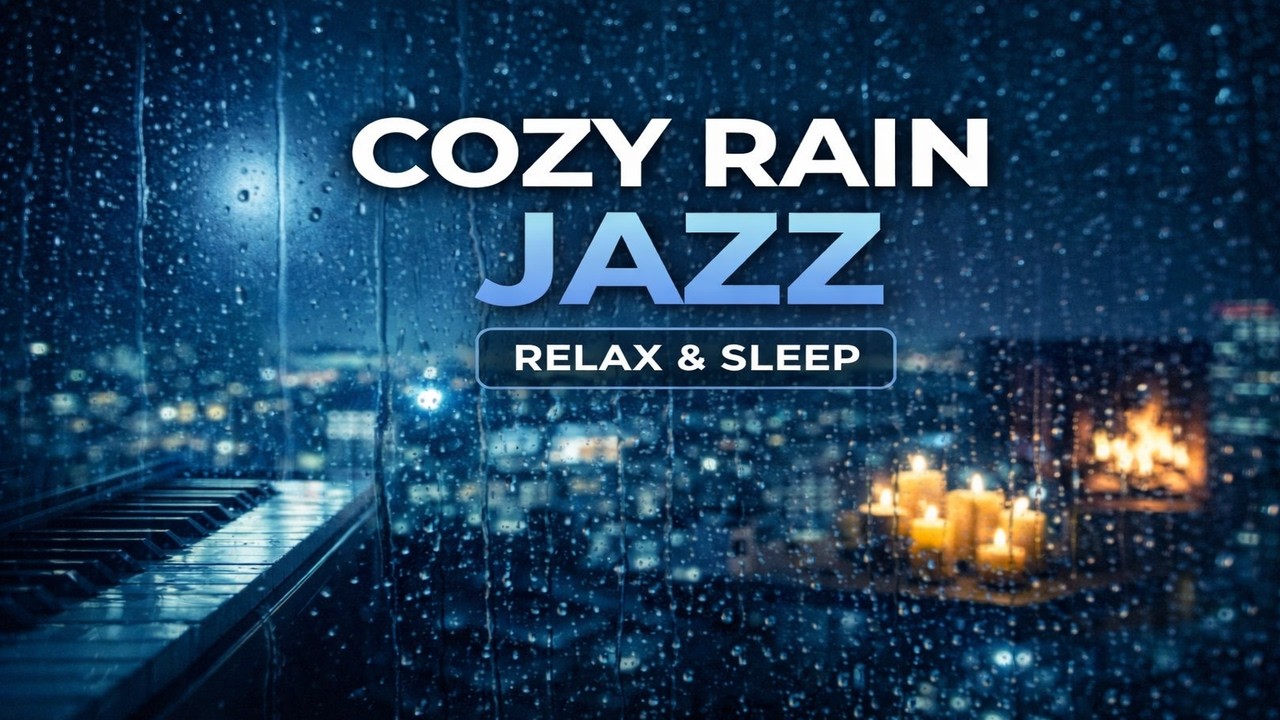 5 Hours Peaceful Rainy Night with Cozy Jazz Piano | Warm Ambience for Work & Sleep