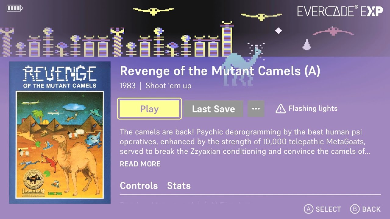 Revenge Of The Mutant Camels (A) | The Llamasoft Collection | Game 21 of 27 | Evercade Handheld