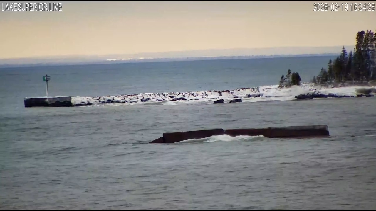 Winter Light on the Breakwall — Lake Superior (Feb 19, 2026 | 4:34 PM)