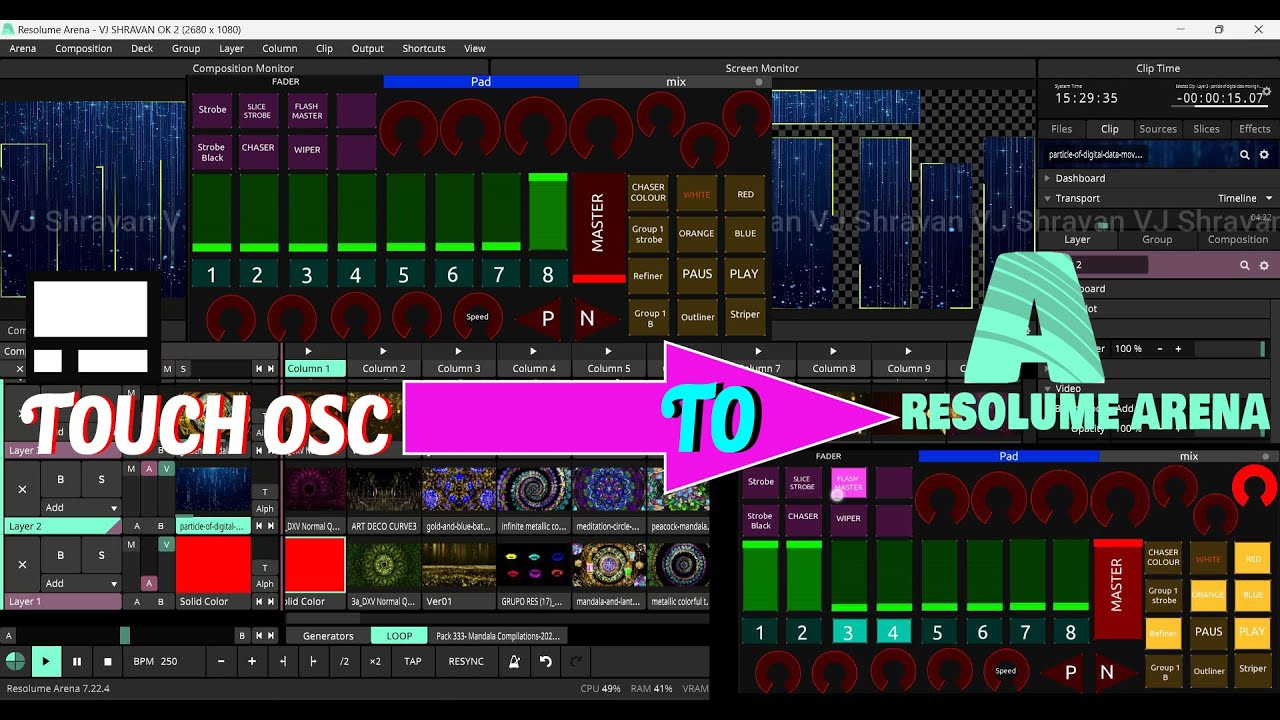 TOUCH OSC TO RESOLUME ARENA HOW TO PLAY #vjshravan #resolume