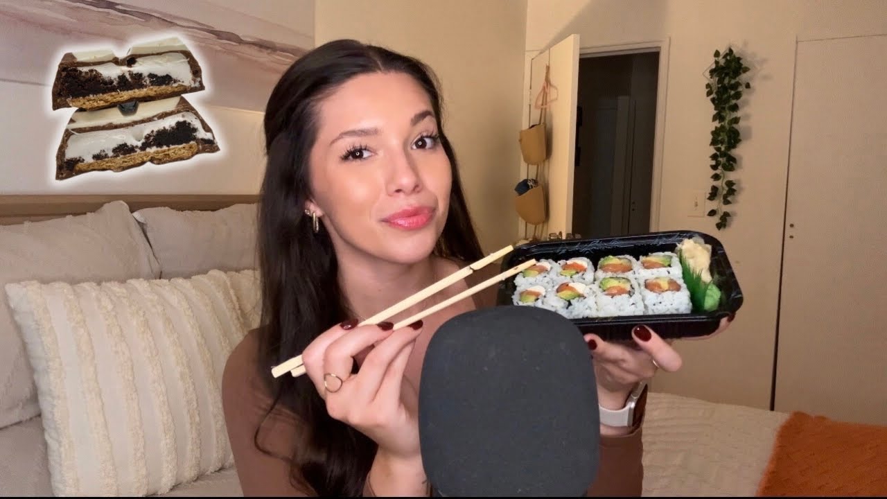 ASMR Eat Dinner With Me! | Sushi & Stuffed Chocolate Dessert