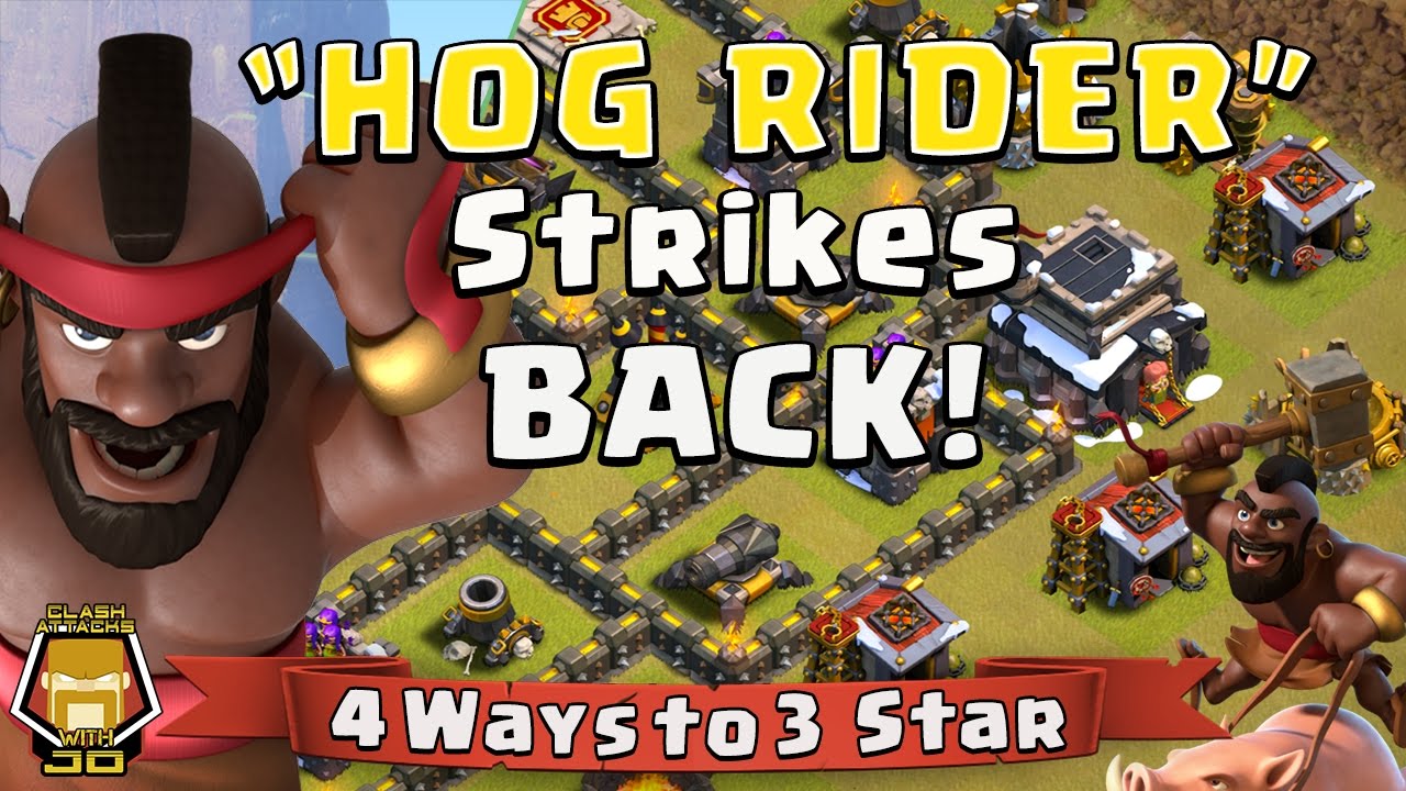 TH 9 The Best 4 Hog Rider 3 Star Attack Strategies | Clash of Clans
