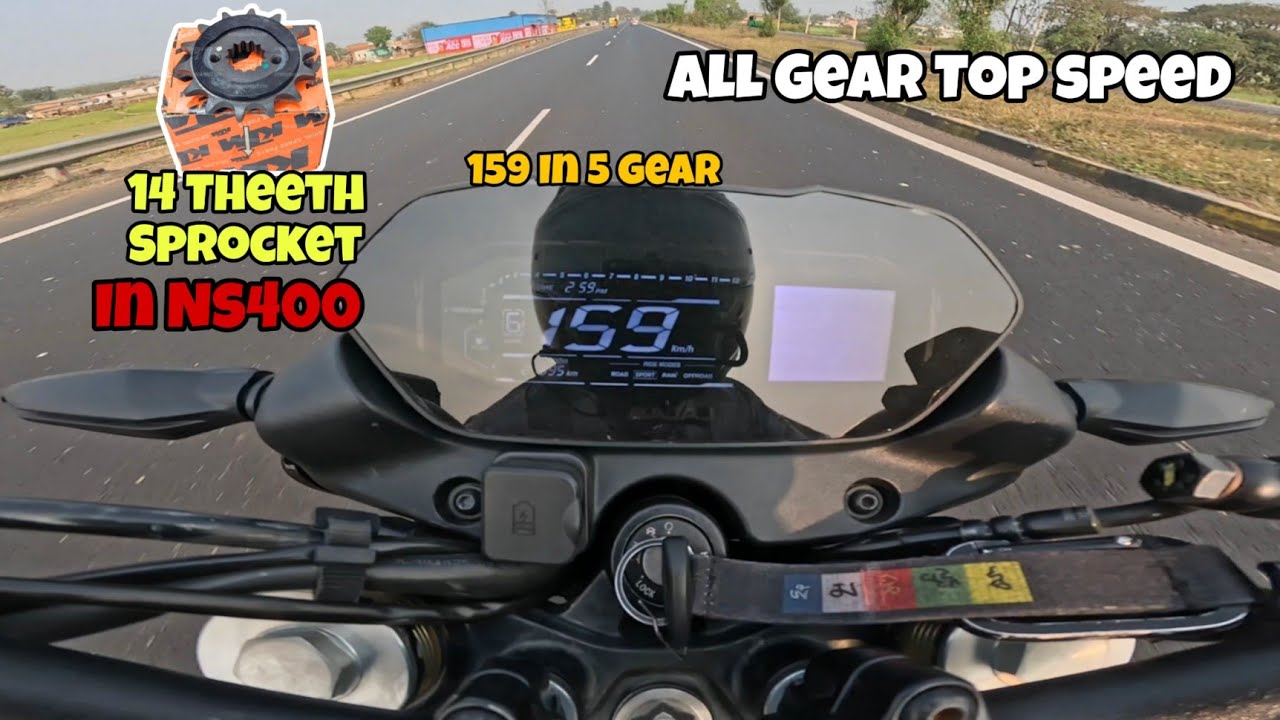 Ns400 All Gear Top Speed 14 Teeth sprocket Top Speed 😱 #topspeed #ns400 #duke250 #modification 