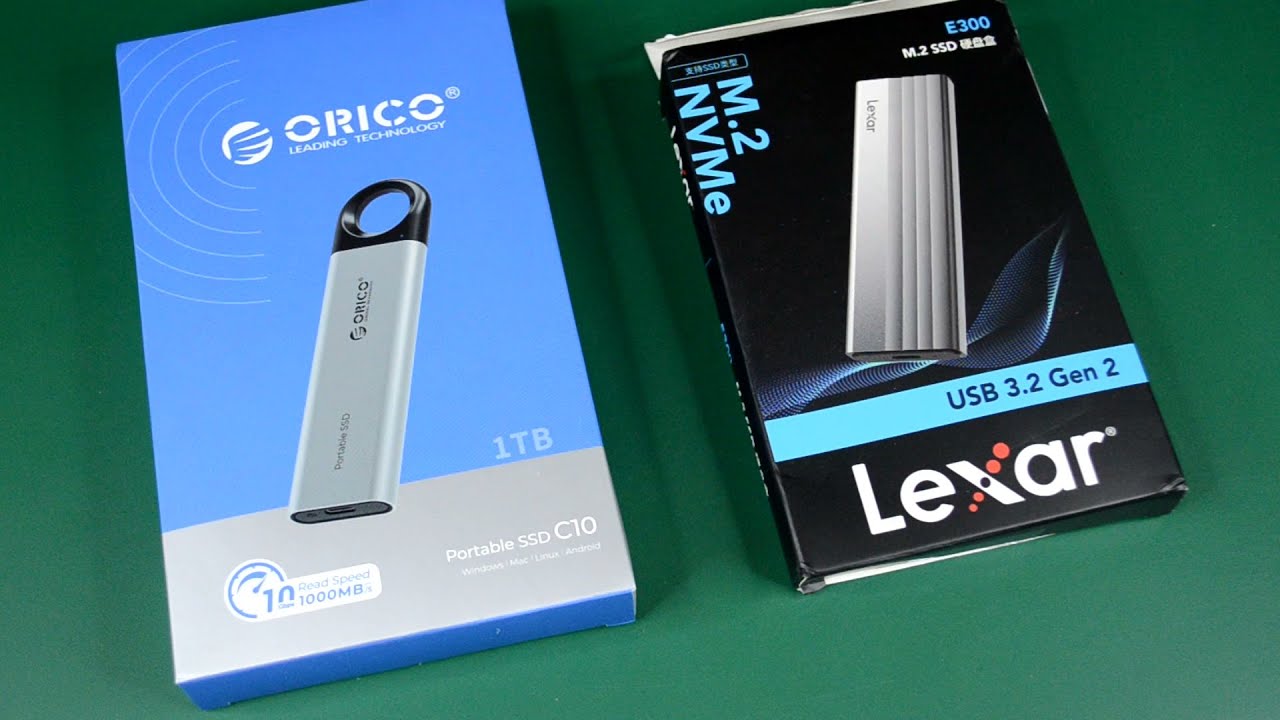 Dysk zewnętrzny ORICO 1Tb SSD vs Lexar E300 i dysk Goldenfir 1Tb NVMe SSD - Test (linki w opisie)